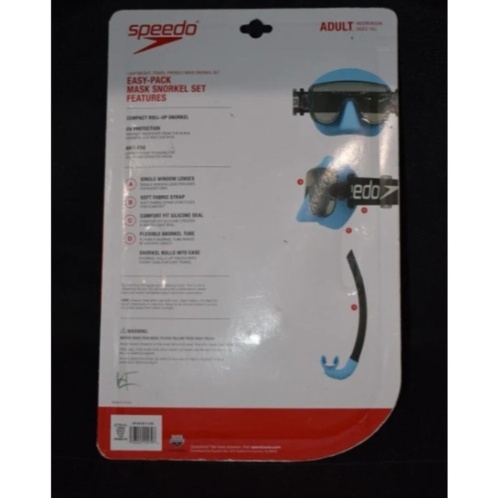 Speedo Adult Travel Snorkel Mask Set - Navy. Ages 14+ NEW! Vacation Beach Ocean - Picture 2 of 3